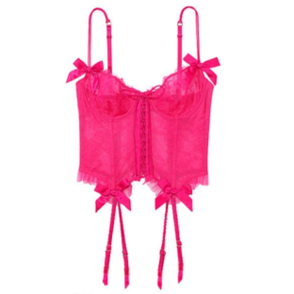 New! Victoria’s Secret VS Archives Rose Lace Cropped Corset Top 4437
